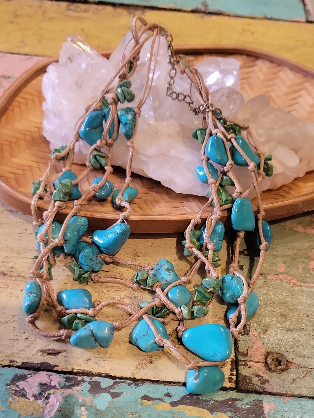 Turquoise & Green Beaded Multi-Strand Necklace